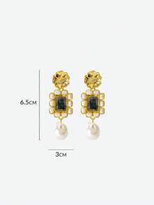 Opalesca Orecchini pendenti alla moda con perle finte, adatti come regalo per amici, abbigliamento, stile old money, con perline, accessori da sposa/matrimonio, stile fairycore/fate, perle, per mamma/donna/ragazza, eleganti, premium, di classe, con cristalli - Dorato - Visualizzare 6