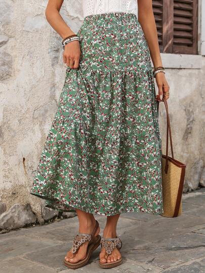 EMERY ROSE Women's Casual Printed A-Line Skirt Summer Outfit For Women Going Out Outfits Vacation Outfits Women Casual Outfit For Women Summer Holiday Outfits