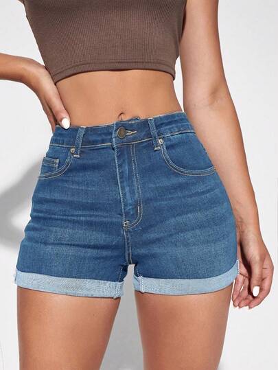 Flexra Women's Summer Fashion Distressed Frayed Hem Pocket Denim Shorts