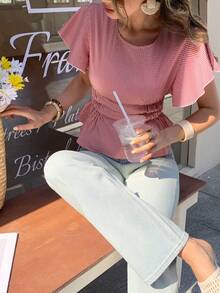 Elyressa A Summer Plaid Shirt With French Style Woven By A Lady - Red and White - View 5