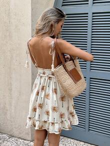 Serisse Women's All-Over Print Ruffle Hem Casual Vacation Cami Mini Dress - Multicolor - View 2