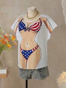 Swim Vcay Women's Creative Print Round Neck Casual Comfortable Cover Up - Multicolor - View 8