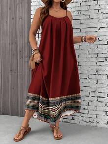 EMERY ROSE Đầm cỡ lớn phong cách Bohemian họa tiết hoa retro, hoàn hảo cho kỳ nghỉ. - Nhiều màu - Xem 8
