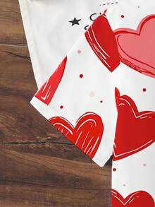 Spring & Summer Girls' Casual Fashionable Creative Personality Refreshing Minimalist Polka Dot Heart Graphic Letter Print Relaxed Basic Short T-Shirt, Comfortable Daily Wear, Suitable For Spring, Summer, Autumn, Valentine's Day Atmosphere - Multicolor - View 6