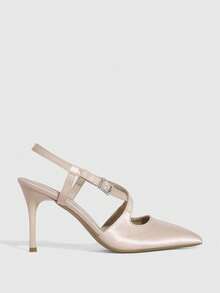 CUCCOO SZL Tacones altos elegantes y de moda con punta puntiaguda y hebilla para mujer - Desnudo - Ver 2