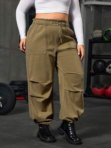 Flexra 大码女式街头休闲户外运动风牛仔裤，徒步裤 - 卡其色 - 查看 6