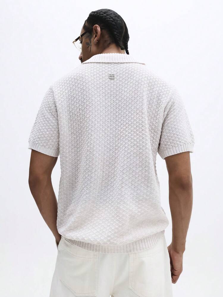 Polo à manches courtes en maille avec col pointu