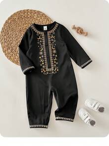 Newborn Baby Boy Cute Fluffy Blue Cartoon Pattern Hooded Romper, Autumn/Winter - Black - View 9