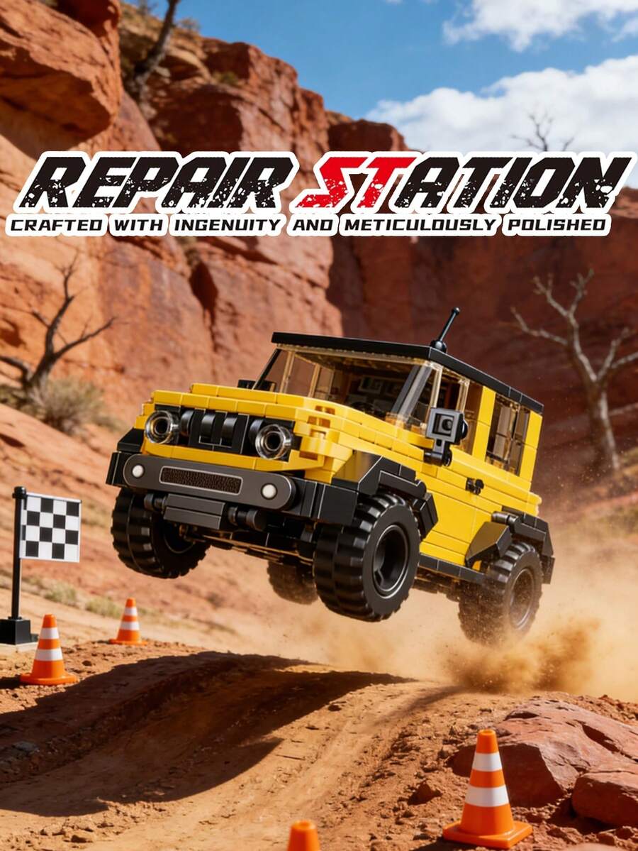 MINKOJA 黄黑相间越野SUV积木（300块） - 仿真细节及TPR轮胎套件，专为爱好者打造 - 彩色 - 查看 1