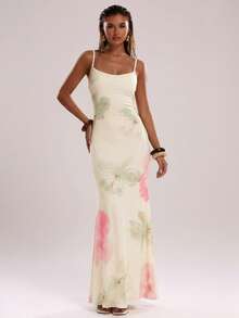 SHEIN BAE Women's Floral Print Fitted Vacation Dress - Pink - View 7