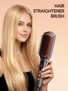 JMMO HAIR | Straightener Brush, Straightener Comb With 16 Temps, Negetive Ion For Less Frizz, For Home Salon, Fast Heating Tech With Auto-Off, Anti-Scald-EU Plug - View 2