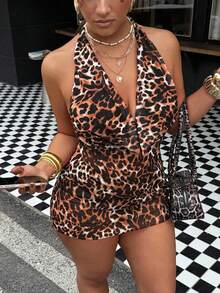 Slaydiva Plus Size Women 3pcs Leopard Print Mesh Tankini Swimwear Set - Multicolor - View 6