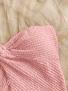 SHEIN Tween Girl Loose Casual Minimalist Comfortable Asymmetric Hem Tank Top And Skirt 2 Pieces Set - Pink - View 5