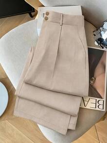 GlowEve CURVE Pantaloni casual cu picior drept pentru femei, mărime plus - Kaki - Vizualizare 1