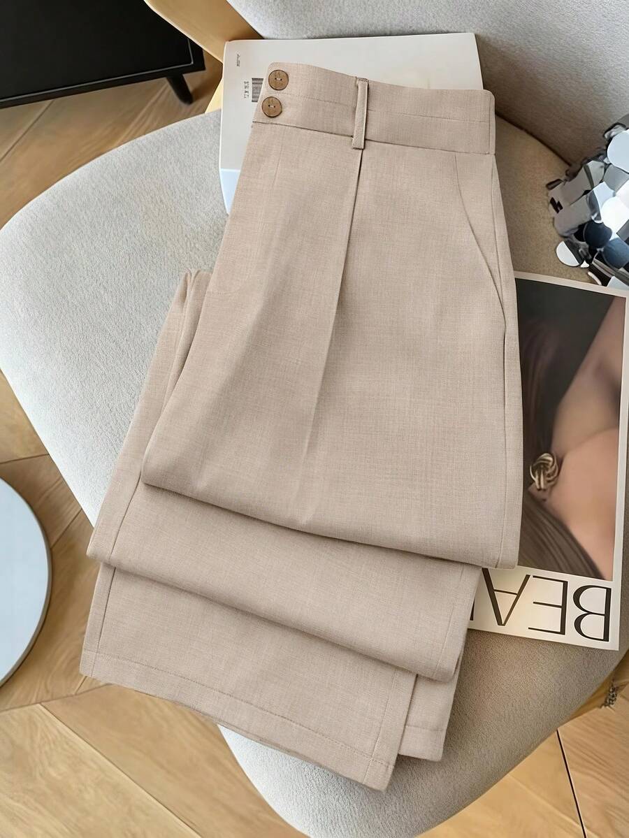 GlowEve CURVE Pantaloni casual cu picior drept pentru femei, mărime plus - Kaki - Vizualizare 1