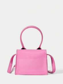 SHECARRY Túi xách tay mini - Màu hồng da sơn - Xem 4