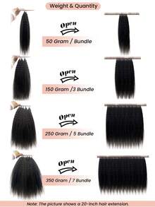 Boho Braids 女士羽毛钩编真人发 50克/150克/250克 蓬松直发 预分离无结蓬松直发钩编假发 预环钩编真人发接发 - Natural Black - 查看 6