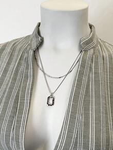 SHEIN Jeanoir Women's Fashion Casual Striped Print Button-Down Short Sleeve Shirt - Multicolor - View 5