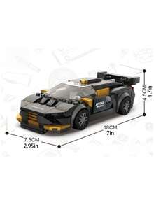 Bloques de construcción de coche de carreras de estilo tecnológico negro y dorado (333 piezas) - Kit de piezas ajustables y neumáticos de TPR para entusiastas - Multicolor - Ver 3