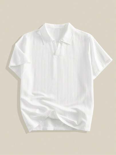 EASEVO Plus Size Men's Casual Solid Color Commuter Polo Shirt, Summer