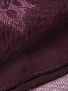 Dazy-Less 宽松休闲网纱半身裙，适合春夏、情人节、办公室商务休闲场合穿着，女士 - 酒紅色 - 查看 5