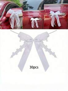 10 chiếc/gói: Nơ lụa trang trí đám cưới, nơ cài xe, nơ ghế, nơ trang trí tiệc tùng, lễ hội, cổng cưới, bình hoa, phụ kiện chụp ảnh. - trắng - Xem 6