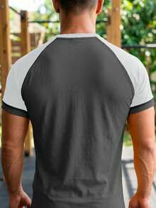 Ivalta Mexico Playera Para Caballero - Cuello Redondo Manga Corta - Combinable Ranglan - Gris/Blanco - Ver 2