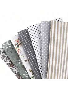 7 Pieces/Set Of Cotton Printed Fabric Bundle Blocks Are Pre Cut Fabric Blocks Used For Quilting And Sewing, And Pre Cut Fabric Blocks Used For DIY Craft Patchwork Accessories - Grey - View 2