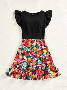 SHEIN Clasi Women Round Neck Floral Printed Color Block Spring Dress,Summer Dresses For Women - Multicolor - View 11