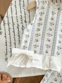 SHEIN 女婴可爱碎花吊带背心和裤子套装，夏季假期 - 彩色 - 查看 5