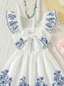 Leap Crew Tween Girls' Casual Round Neck Long Sleeve Dress - Blue and White - View 4