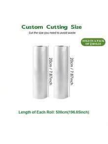 2 Rolls Of The Same Combination Of 5 Meters Vacuum Sealing Bags, Reusable, Textured Vacuum Packaging Bags, Sealed Food Freshness Bags For Chicken, Duck, Fruits And Vegetables, Kitchen Supplies - White - View 5