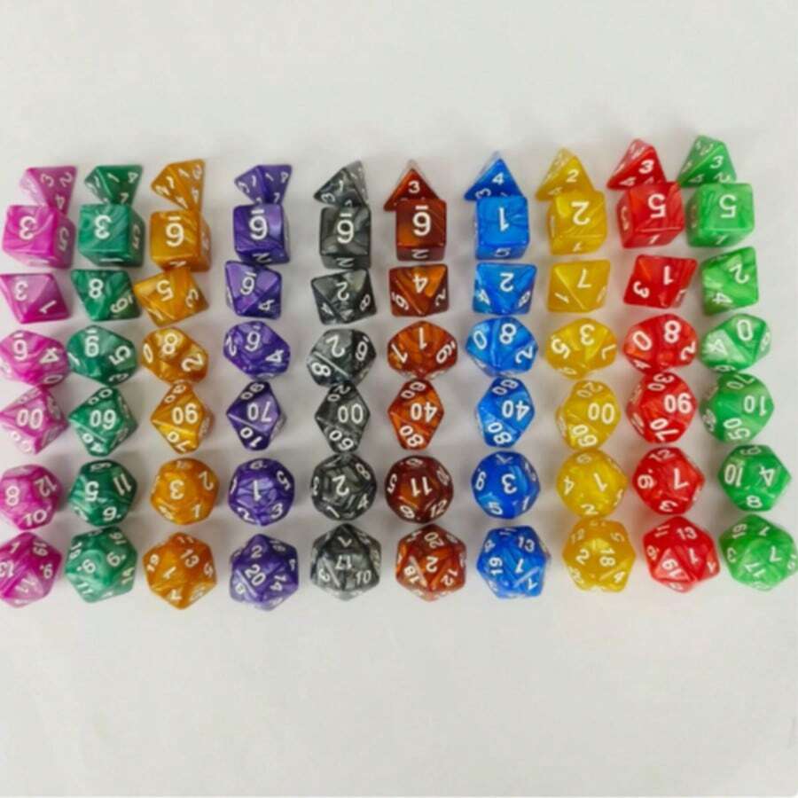 Set Dadu Poliedral Fantasi 7 Buah/Set untuk D&D, Cocok untuk Usia di Atas 14 Tahun, Permainan Pesta, Permainan Meja, Set Dadu Permainan Peran - warna - View 1