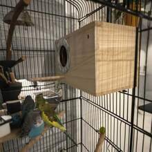 1 pieza Caja de cría de loro de madera, nido de incubación, nido vertical para pájaros, caja de nido aislada, jaula de cría de pájaros, adecuada para cacatúas y periquitos, accesorios para casas de pájaros, suministros para mascotas, ventana de observación transparente, adecuada para varios pájaros y periquitos, suministros para mascotas, jaula de cría de loros, decoración de jardín al aire libre, especializada en suministros para pájaros, regalo de Navidad - Marrón - Ver 7