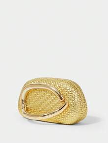 SHECARRY 女士时尚金属光泽晚宴手拿包，完美搭配新娘伴娘、派对包，适合派对、婚礼、舞会、晚宴/宴会，可搭配节日派对礼服、晚礼服和亮片连衣裙。 - 金色壓紋 - 查看 5