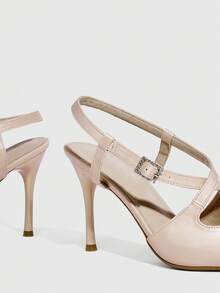 CUCCOO SZL Tacones altos elegantes y de moda con punta puntiaguda y hebilla para mujer - Desnudo - Ver 9