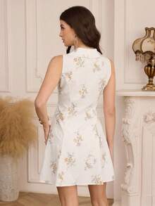 Modelyn Vestido corto de color albaricoque romántico de tela especial y de moda - Albaricoque - Ver 2