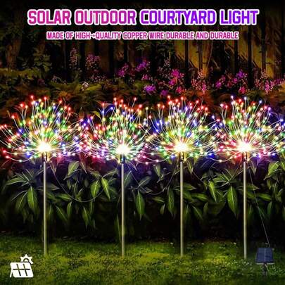 1pc 240LED Solar-Powered Fireworks Light, 8 Modes, Outdoor Solar-Powered Garden Light, Suitable For Patios, Terraces, Walkways, Lawns, Holiday Party Decorations, Easter, Christmas Decorations, Suitable For Christmas, Halloween, Graduation Season And Other Holiday Occasions. [Solar]
