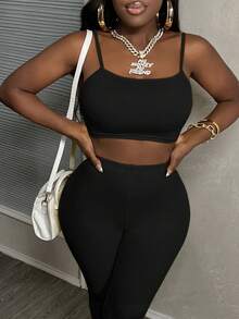 Slaydiva 2件套 女士休闲基础款吊带背心 - 黑色 - 查看 5