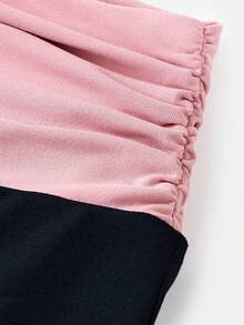 SHEIN Quần dài nữ tuổi teen phối màu đen và hồng tương phản, họa tiết bướm, thích hợp mặc hàng ngày. - màu đen - Xem 4