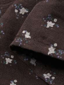 Dazy Plus Áo ngủ dài dáng rộng, tay phồng, họa tiết hoa nhí, có dây rút, thích hợp mặc ở nhà mùa xuân/hè. - màu nâu - Xem 3