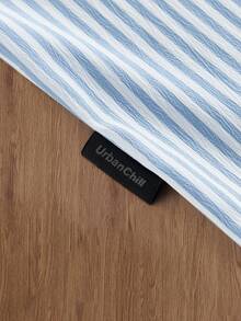 EASEVO 加大码男士条纹字母印花短袖单排扣休闲衬衫 - 彩色 - 查看 5