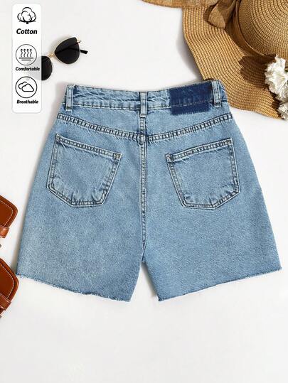 EURMUSE Pantaloncini di jeans casual a vita alta per l'estate, da donna