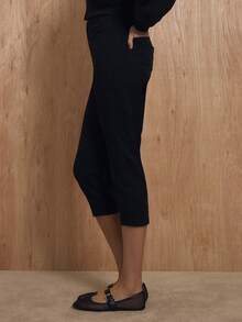 MUSERA Fitted Mid Waist Capri Trousers Coord Bottoms Only Winter NewYear Cute Sexy Going Out Evening Party Accented Valentines Day - Black - View 3