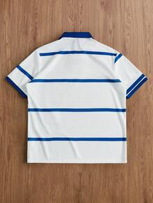 TOKVUE Men's Striped Textured Fabric Casual Polo Shirt - Multicolor - View 2