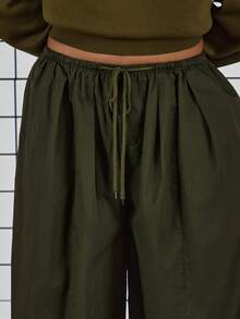 COUREZ Extreme Wide Leg Trousers /Y2K Sping Clothes For Women Baggy Green Trousers Casual Back To School Going Out Outfit Summer Trousers Summer Outfits - Olive Green - View 7