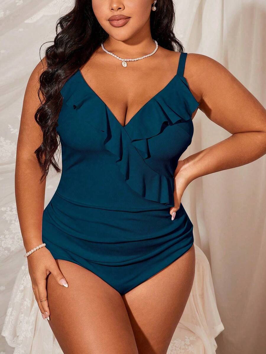Swim Lushoire Plus Size One-Pieces - Green - View 1