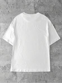 INAWLY 女士标语印花圆领短袖休闲宽松T恤 - 白色 - 查看 2