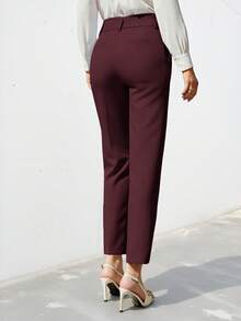 Aveloria Modichic Women's Solid Color Simple Daily Suit Pants  - Red - View 2