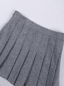 Franclia Plus Size Women's New Winter & Spring Wool Blend Jacket & Pleated Skirt 2 Piece Set, Elegant Romantic Outfit For Business Casual Wear Work Clothes Women Set Skirt Suit Grey Two Piece Set Blazer Skirt Set Tweed Two Piece Set - Dark Grey - View 8